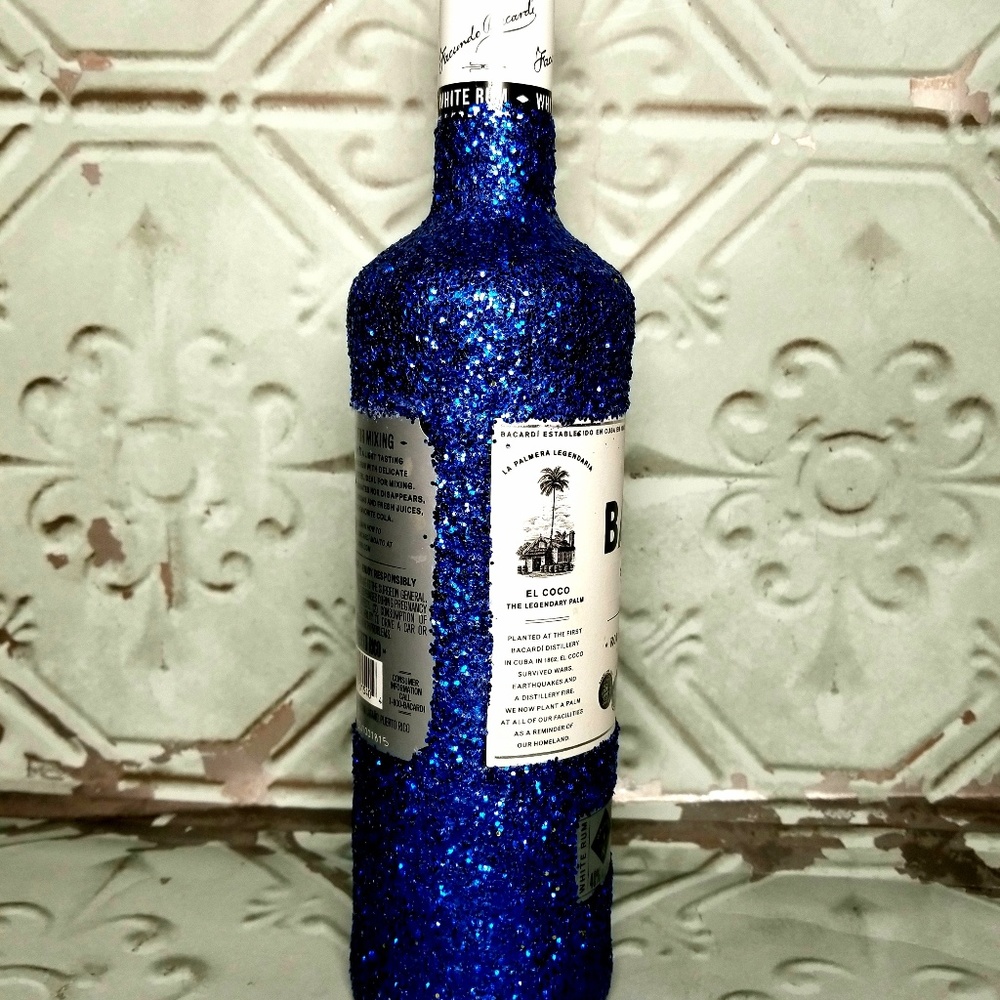 Glitter Upscaled Bacardi Alcohol Bottle (Empty)